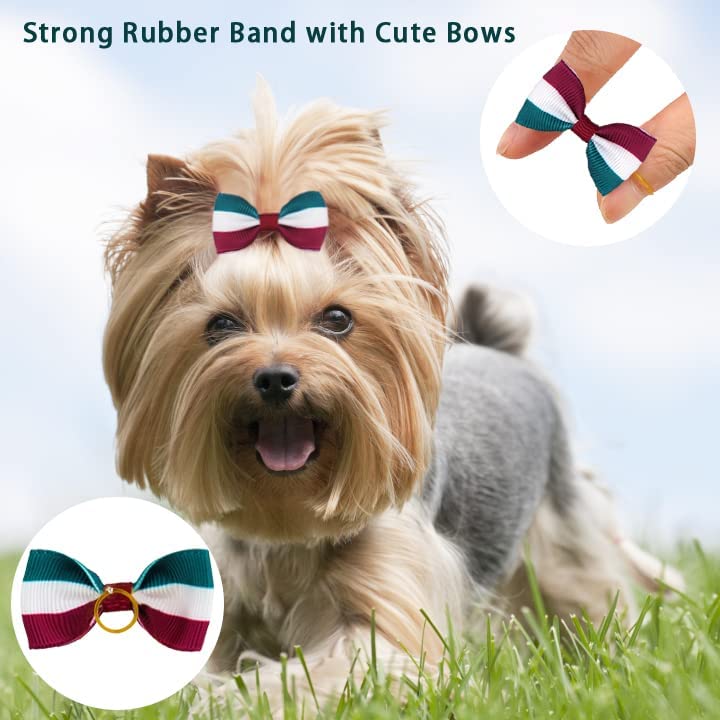 Exponential Pet Supplies - Puppy Bow with Rubber Band Colored Pet Grooming Dog Hair Accessories