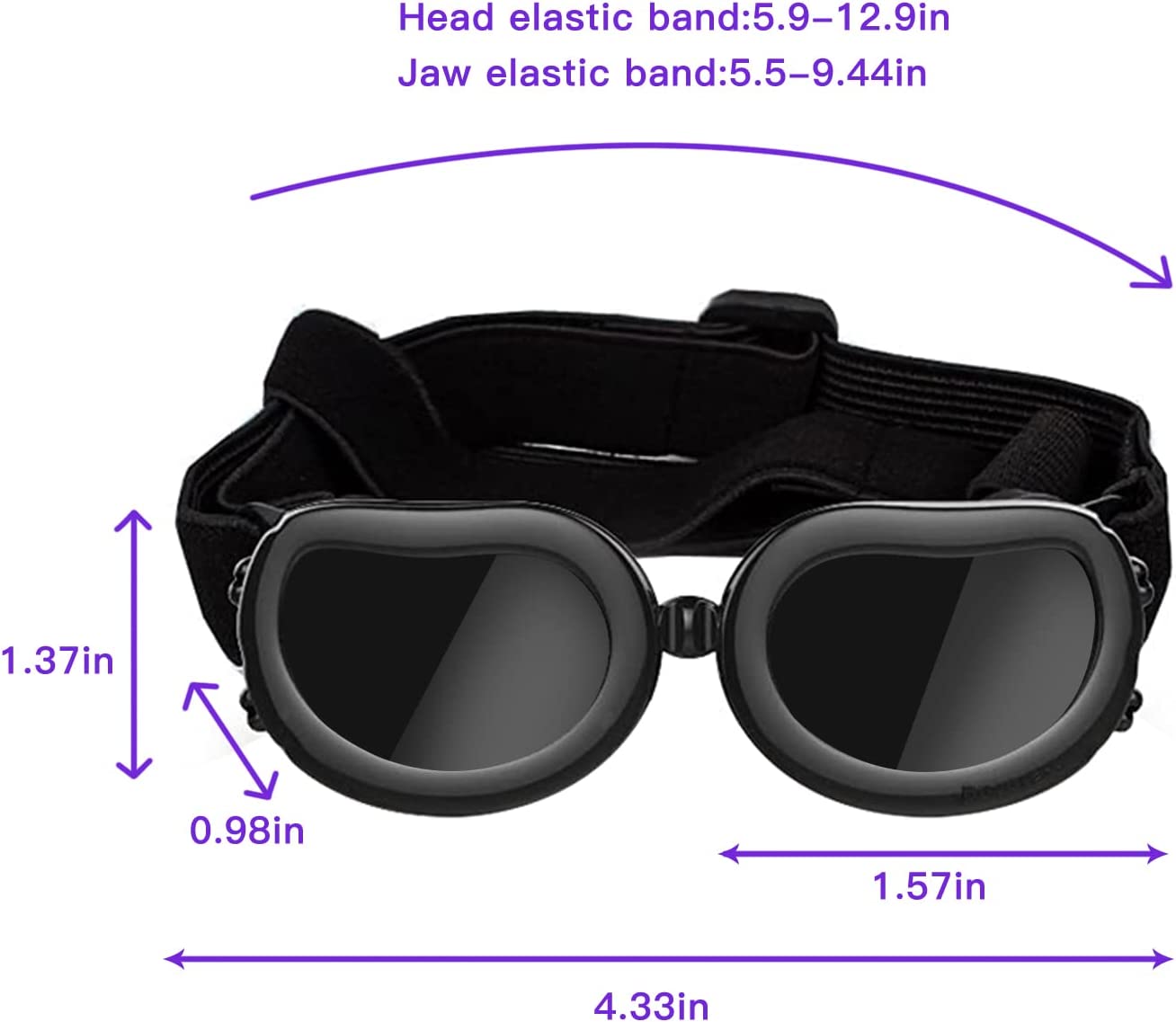 Exponential Pet Supplies - UV Protection Goggles Goggles With Adjustable Straps, Frame With Breathing Holes And High Density Sponge