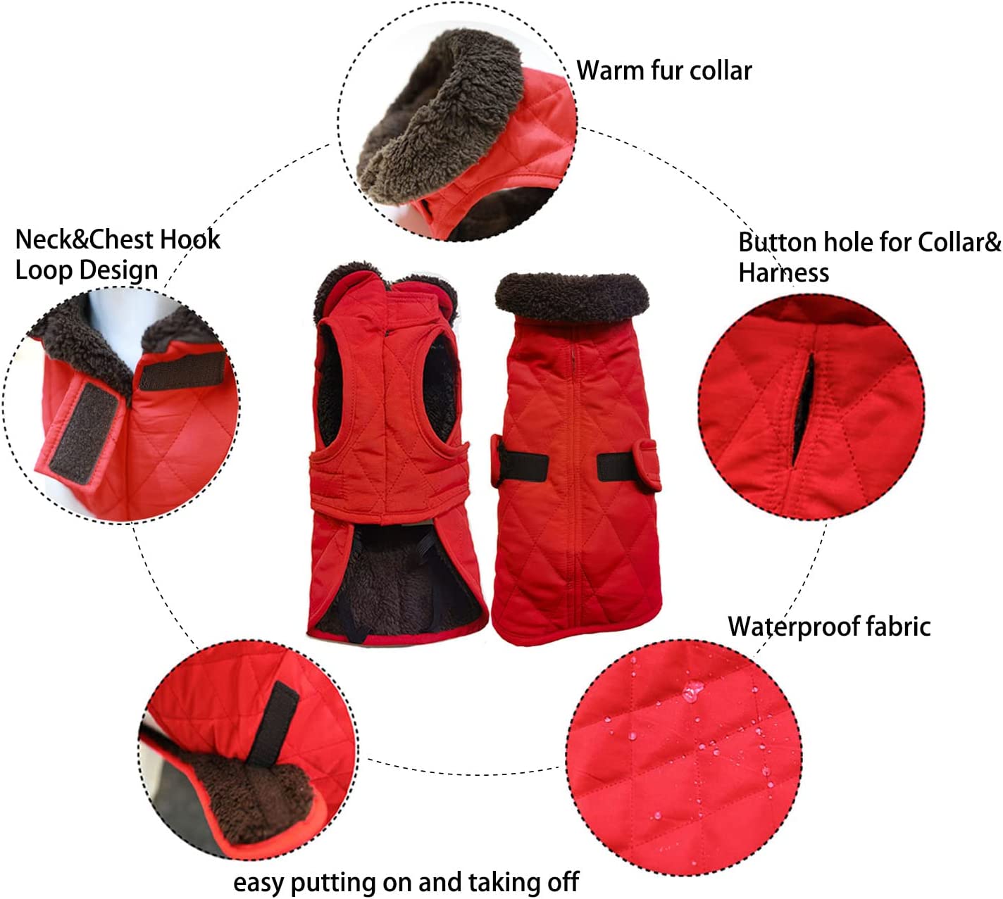 Exponential Pet Supplies - Thick Winter Dog Jacket,Lightweight Waterproof Windproof Winter Dog Coat, Warm Dog Vest with Two Layers of Wool Lining
