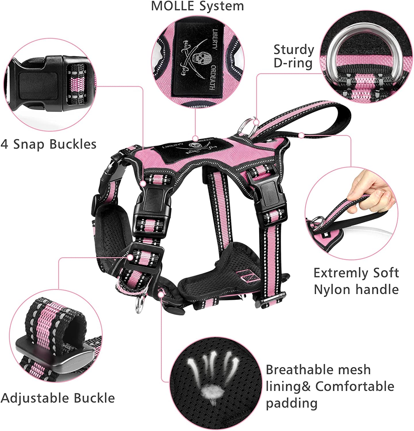 Exponential Pet Supplies - Pet Harness Collar and Leash Set, All-in-one Reflective Dog Harness No Pull with Adjustable Buckles for Puppies