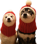 Exponential Pet Supplies - Christmas Dog Hat Crocheted Snood Funny Pet Cap with Pompon Red Green Warm Winter Dog Hat