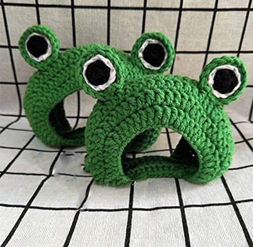 Exponential Pet Supplies - Handmade Knitted Woolen Yarn Frog Cap for Dog Puppy