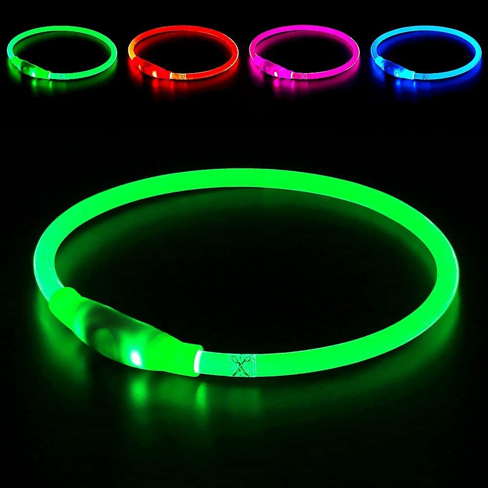 Exponential Pet Supplies - USB Rechargeable, Glowing Pet Dog Collar for Night Safety