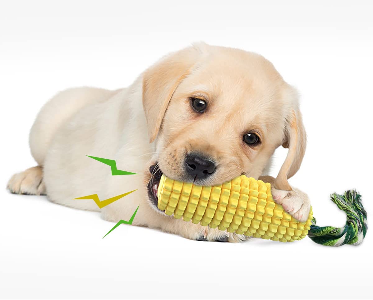Exponential Pet Supplies - Teeth Interactive Corn Puppy Toothbrush Clean Toys, Dog Toys Aggressive Chewers For All Breed