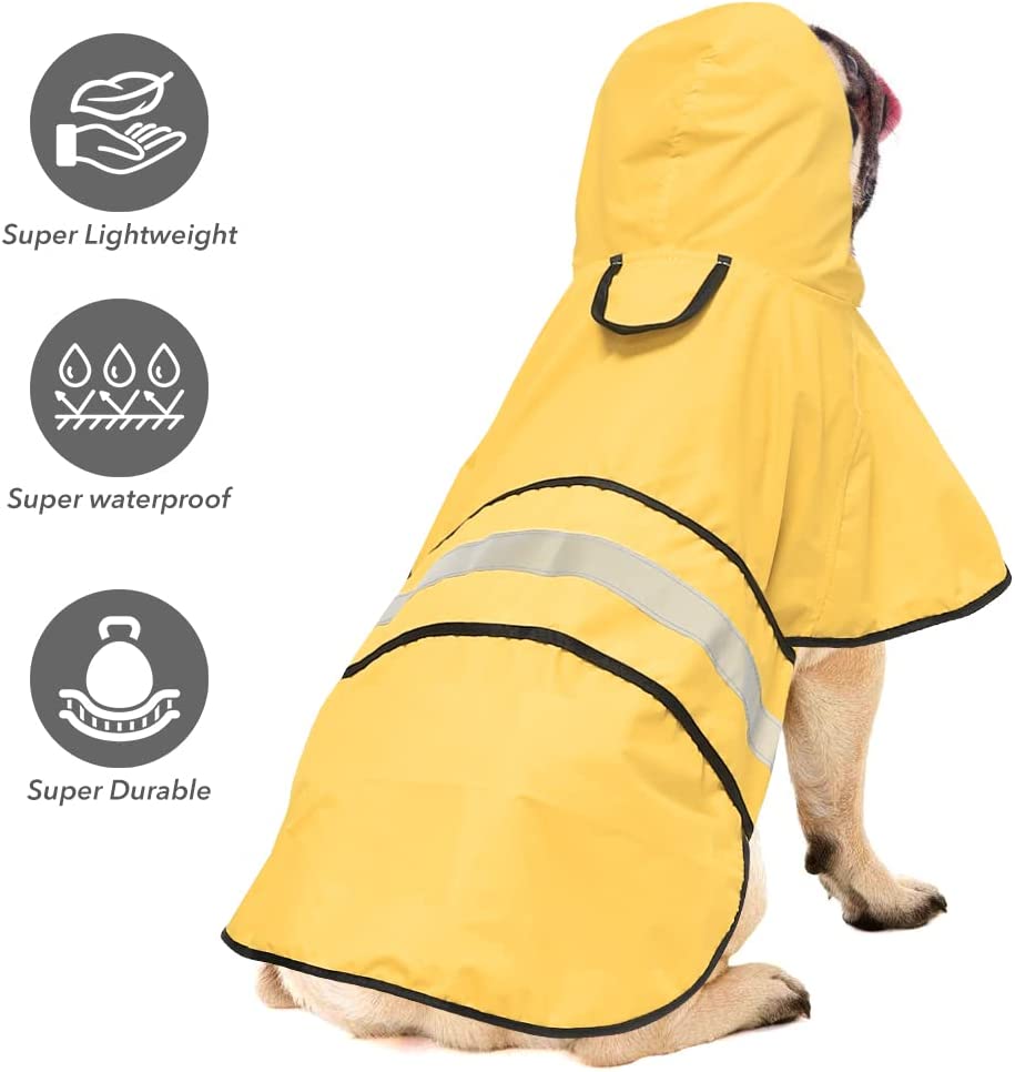 Exponential Pet Supplies - Adjustable Raincoat for Dogs, Lightweight Hooded Dog Raincoats Poncho Slicker, Waterproof Rain Jacket