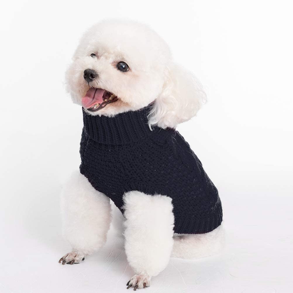 Exponential Pet Supplies - Dog Apparel Turtleneck Dog Sweater - Winter Coat Knit Clothes with Leash Hole for Cold Weather