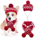 Exponential Pet Supplies - Christmas Dog Costumes Hat Scarf Set Knit Snowflake Print