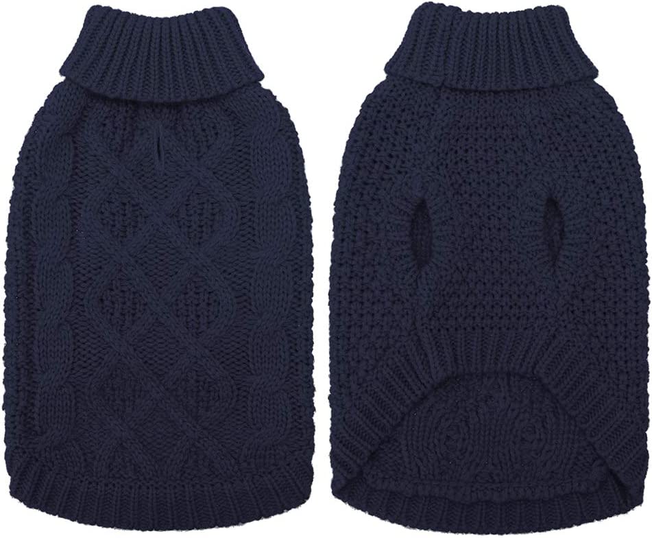 Exponential Pet Supplies - Dog Apparel Turtleneck Dog Sweater - Winter Coat Knit Clothes with Leash Hole for Cold Weather