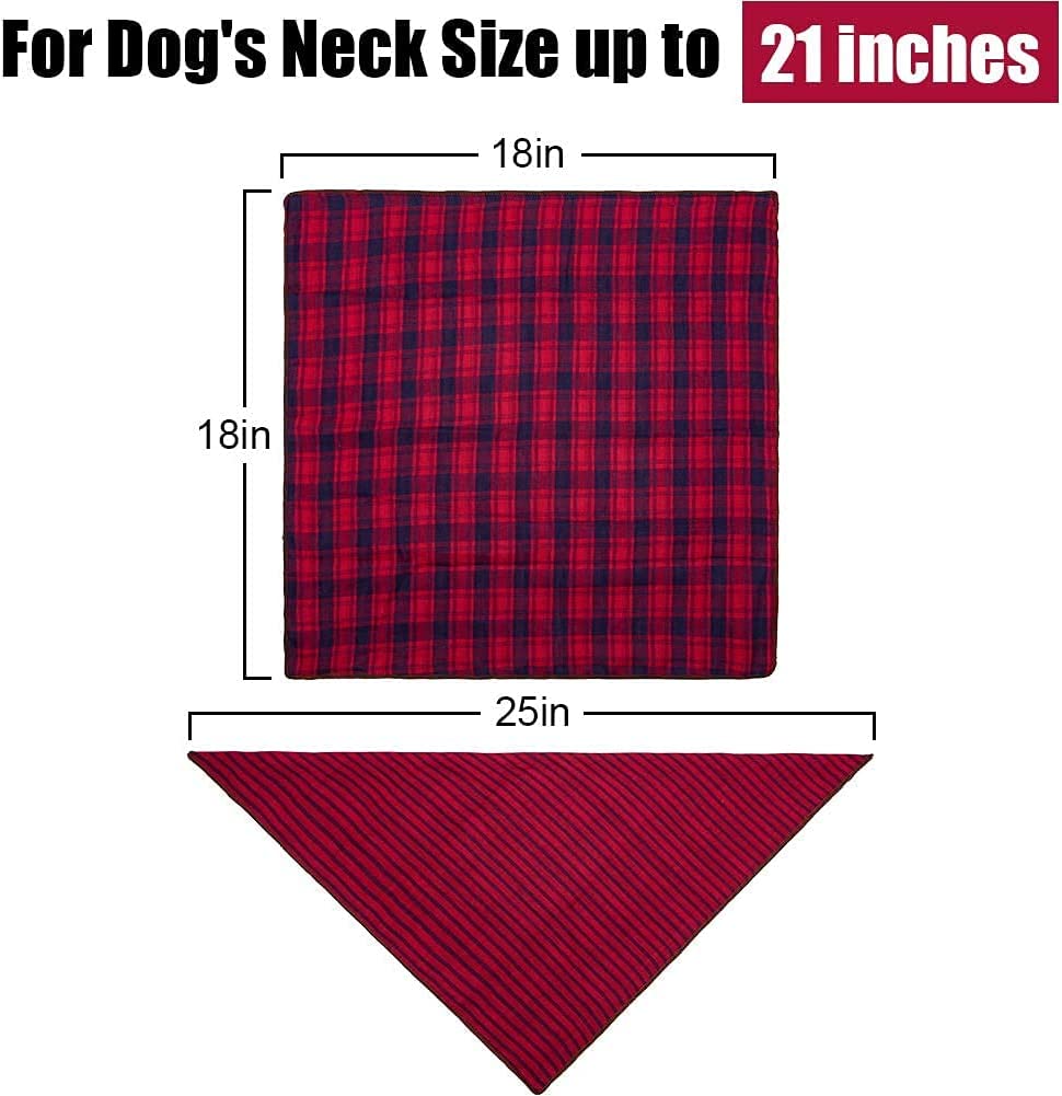 Exponential Pet Supplies - 6PCS Birthday Gift Washable Green Black Brown Blue Red Square Plaid Printing Dog Bib