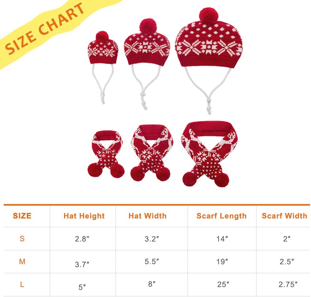 Exponential Pet Supplies - Christmas Dog Costumes Hat Scarf Set Knit Snowflake Print