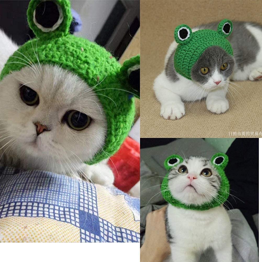 Exponential Pet Supplies - Handmade Knitted Woolen Yarn Frog Cap for Dog Puppy
