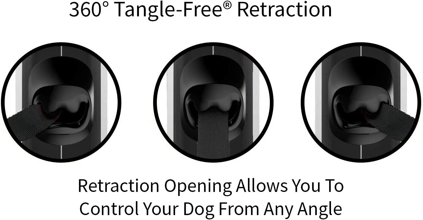 Exponential Pet Supplies - 360° Tangle-Free Retractable Dog Leash with Anti-Slip Handle | 16 ft Strong Nylon Tape