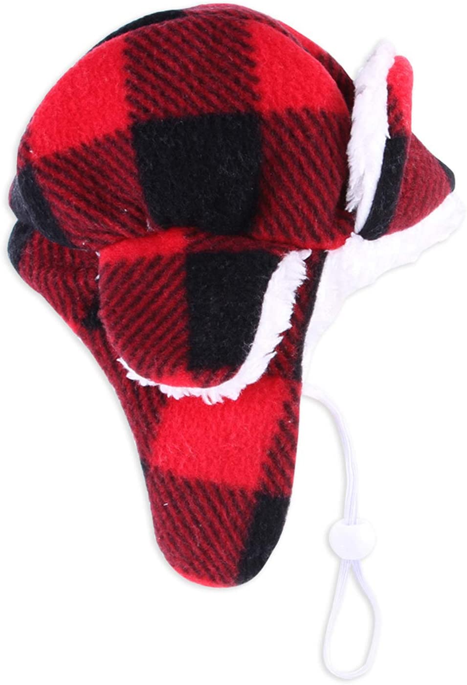 Exponential Pet Supplies - Christmas Dog Hat with Earmuffs Winter Adjustable Pet Red Plaid Pet Cap