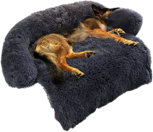 Exponential Pet Supplies - Dog Calming Fluffy Plush Dog Mat for Furniture Protector with Removable Washable Cover