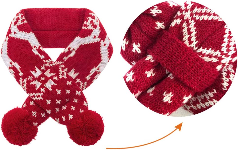 Exponential Pet Supplies - Christmas Dog Costumes Hat Scarf Set Knit Snowflake Print