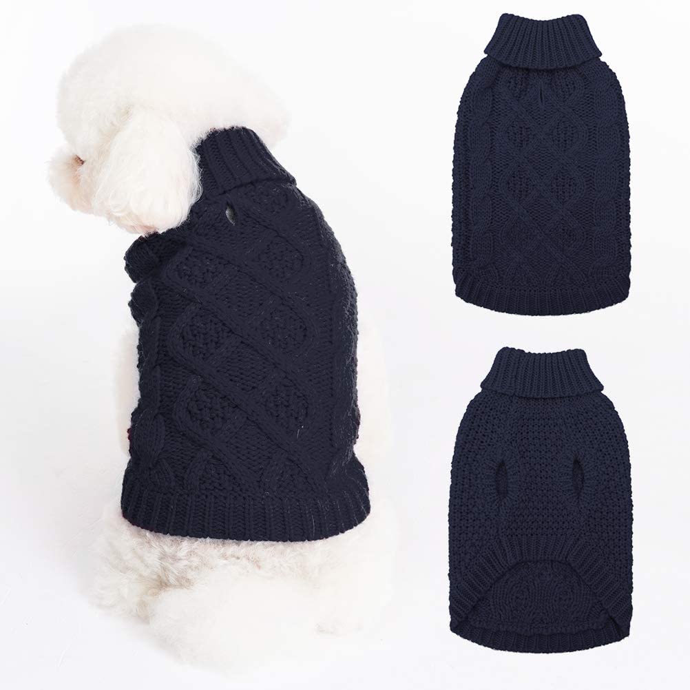 Exponential Pet Supplies - Dog Apparel Turtleneck Dog Sweater - Winter Coat Knit Clothes with Leash Hole for Cold Weather