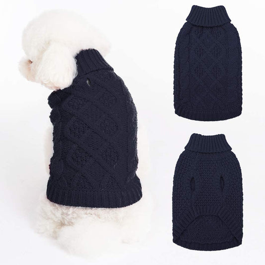 Exponential Pet Supplies - Dog Apparel Turtleneck Dog Sweater - Winter Coat Knit Clothes with Leash Hole for Cold Weather