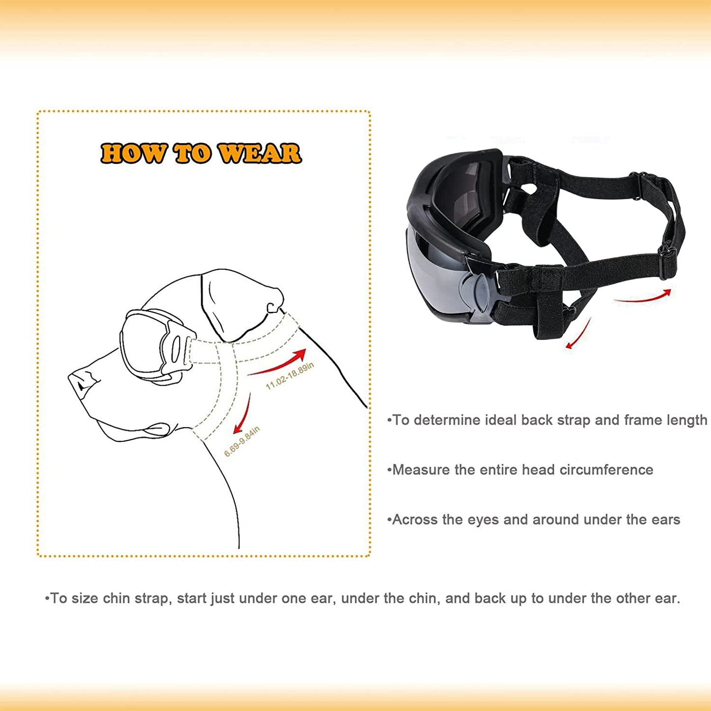 Exponential Pet Supplies - UV Protection Wind Protection Dust Protection Fog Protection Pet Glasses Eye Wear Protection with Adjustable Strap