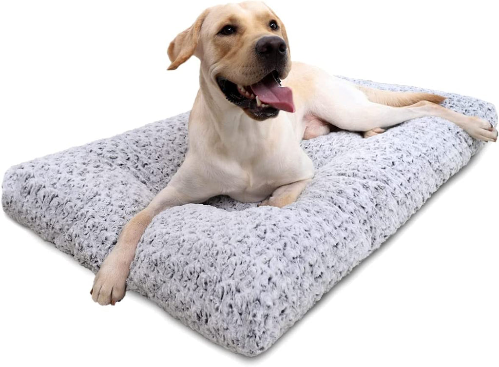 Exponential Pet Supplies - Anti-Slip Pet Sleeping Mat Washable , Dog Bed Deluxe Plush Dog Crate Beds Fluffy Comfy Kennel Pad