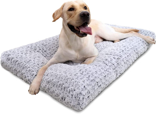 Exponential Pet Supplies - Anti-Slip Pet Sleeping Mat Washable , Dog Bed Deluxe Plush Dog Crate Beds Fluffy Comfy Kennel Pad