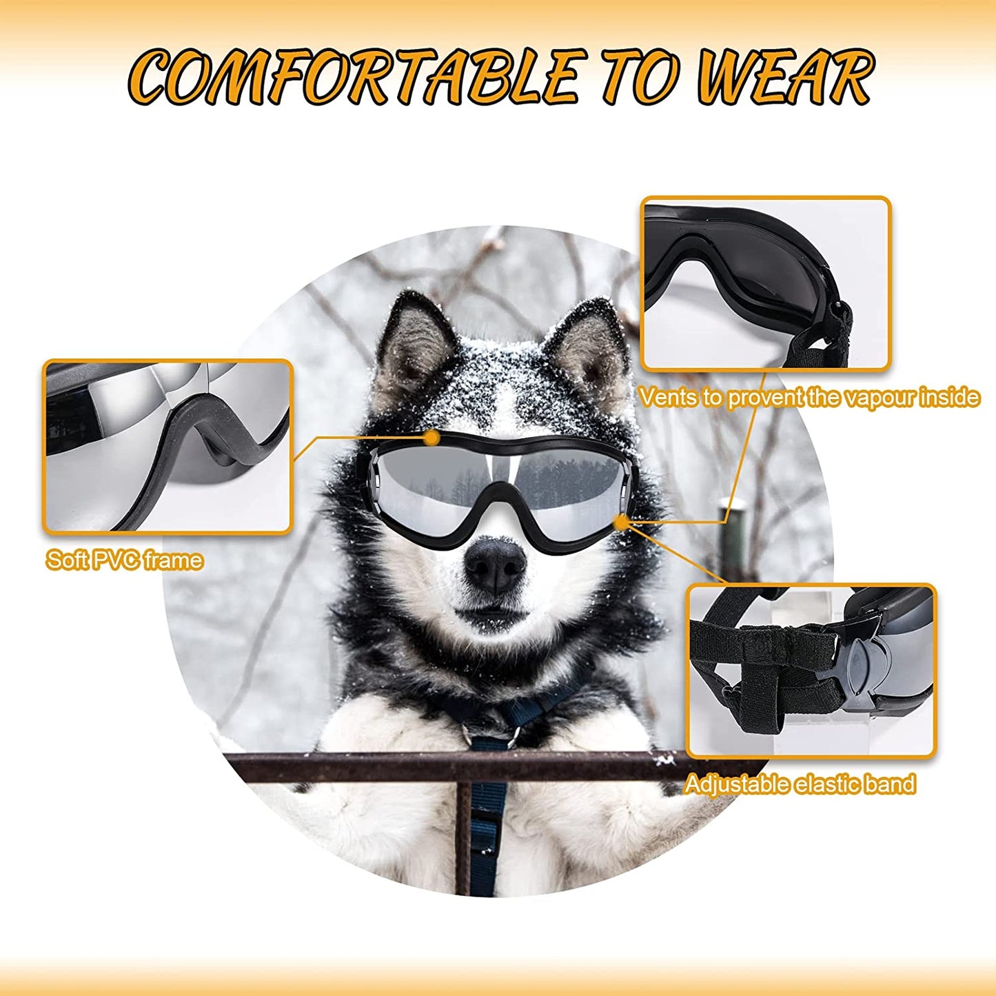 Exponential Pet Supplies - UV Protection Wind Protection Dust Protection Fog Protection Pet Glasses Eye Wear Protection with Adjustable Strap