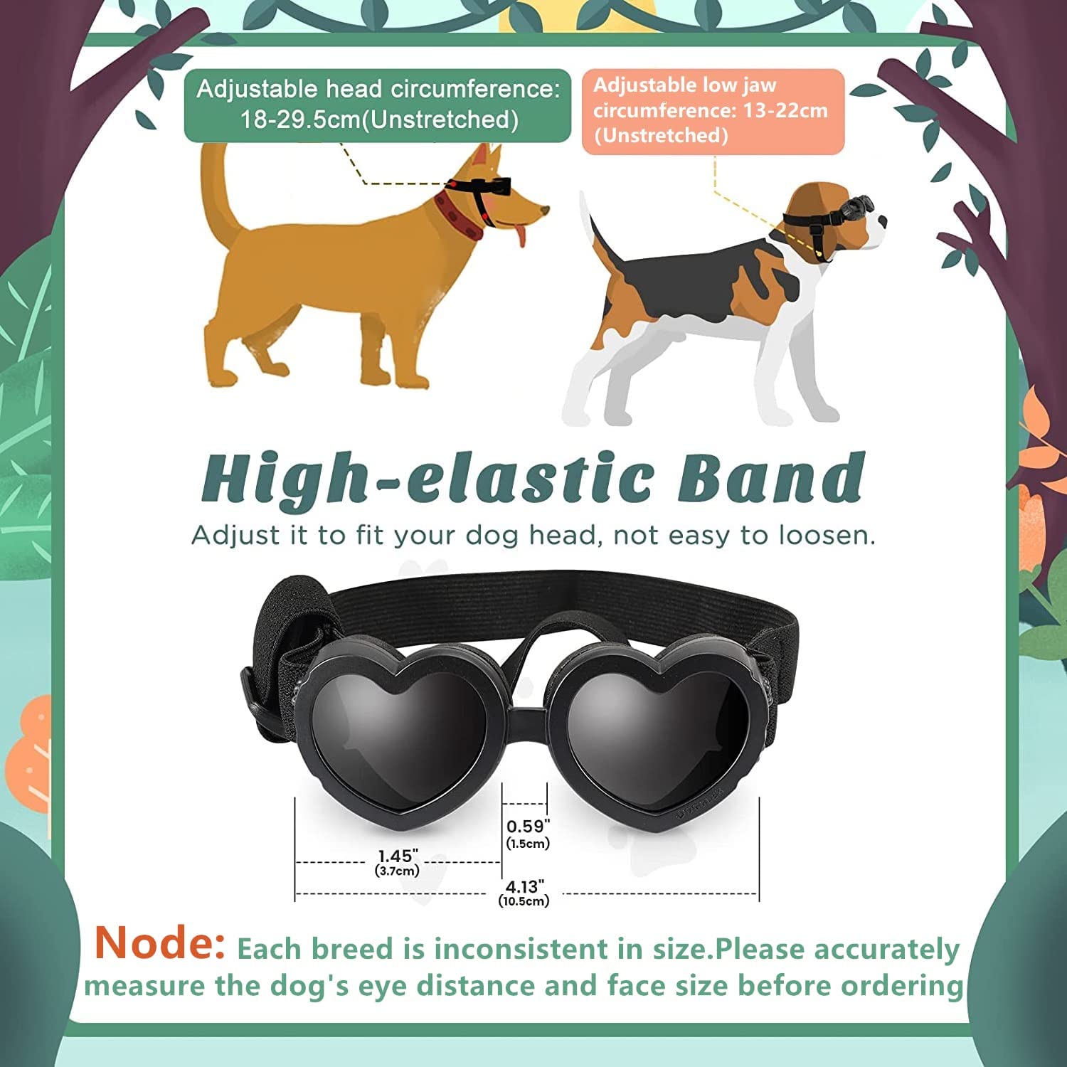 Exponential Pet Supplies - Dog Hat Baseball Cap Sun Hat with Ear Holes and  Pet Dog Sunglasses Goggles Heart Shape