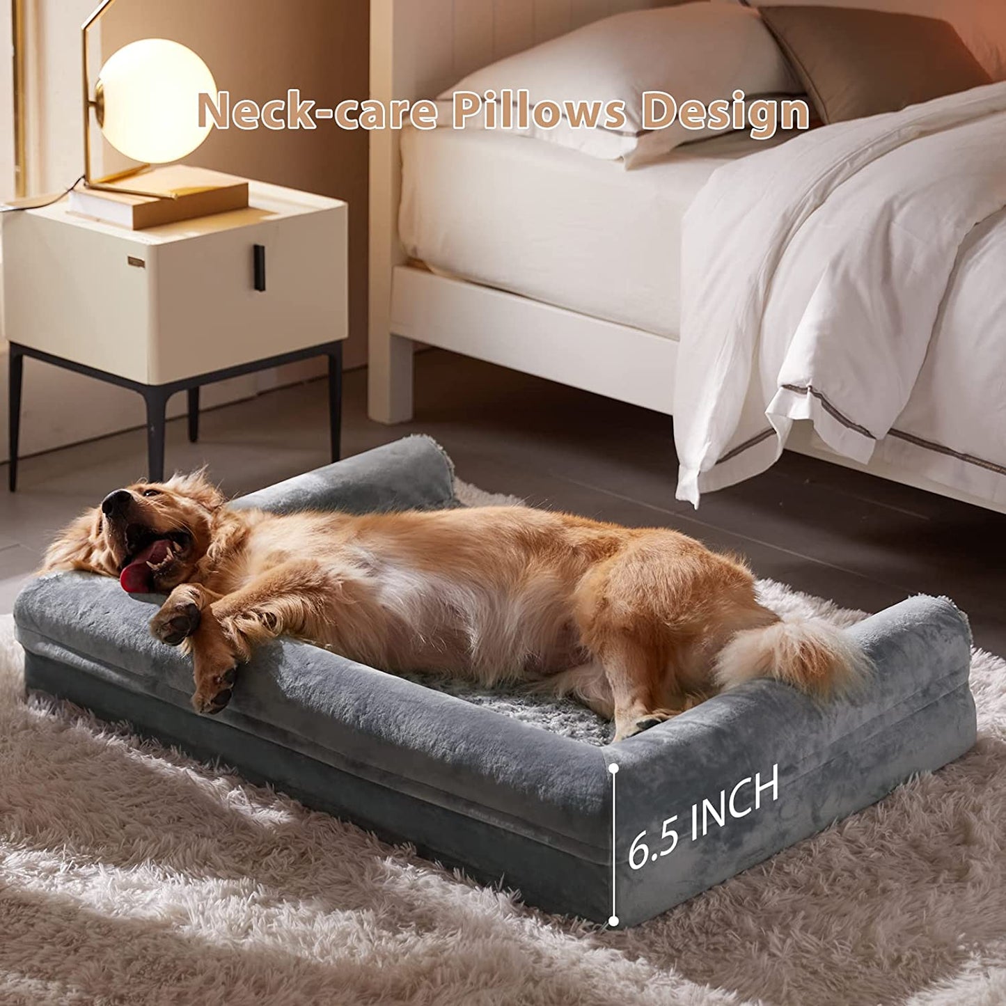 Exponential Pet Supplies - Orthopedic Dog Bed With Back Support