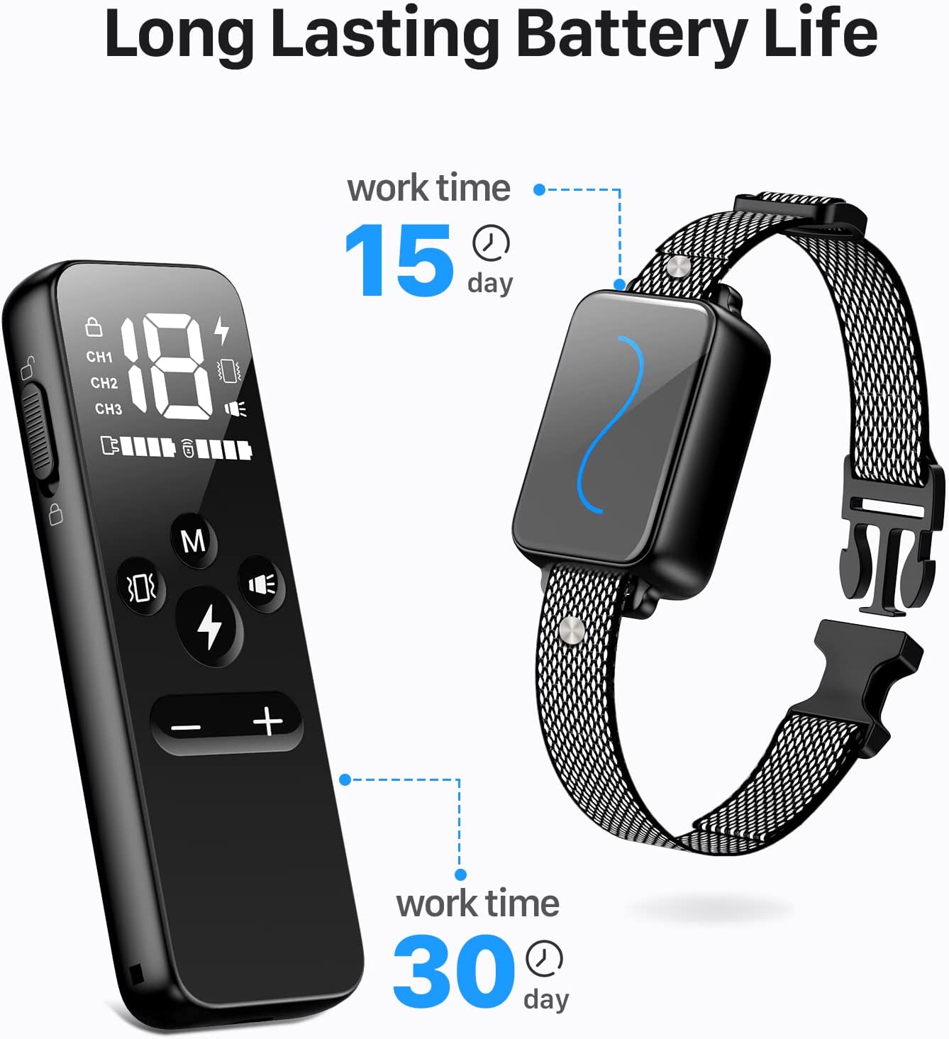 Exponential Pet Supplies - Rechargeable Shock Collar for Dogs with Vibration, Electric Shock, Beep, Security Lock, Remote and Waterproof