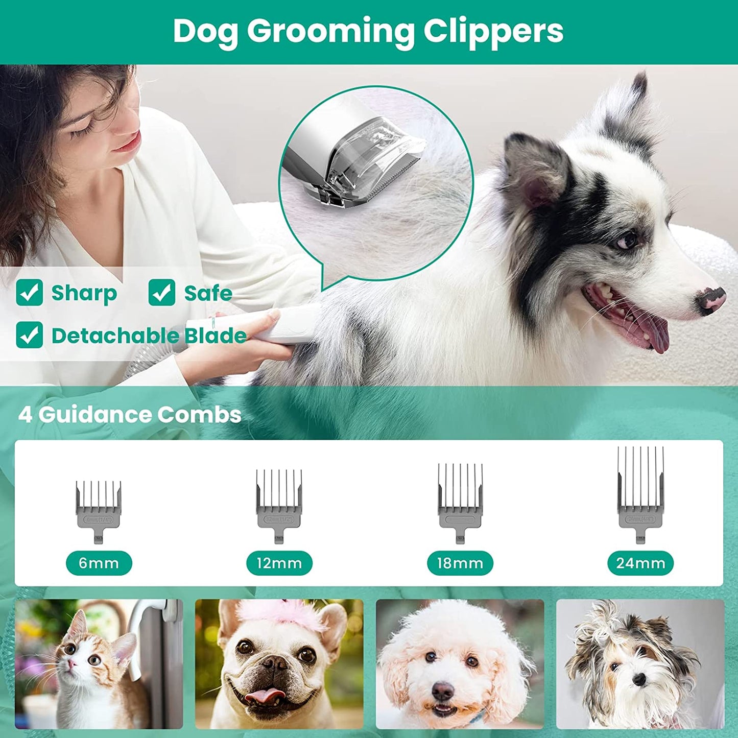 Exponential Pet Supplies - Low Noise Dog Grooming Clippers, Professional Pet Grooming Vacuum with Powerful Suction