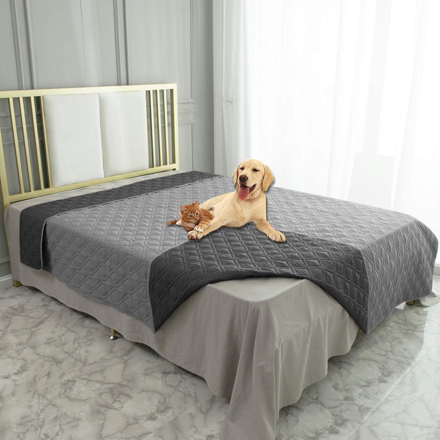 Exponential Pet Supplies - Waterproof Dog Bed Cover, Blanket for Furniture Bed Couch Sofa Reversible