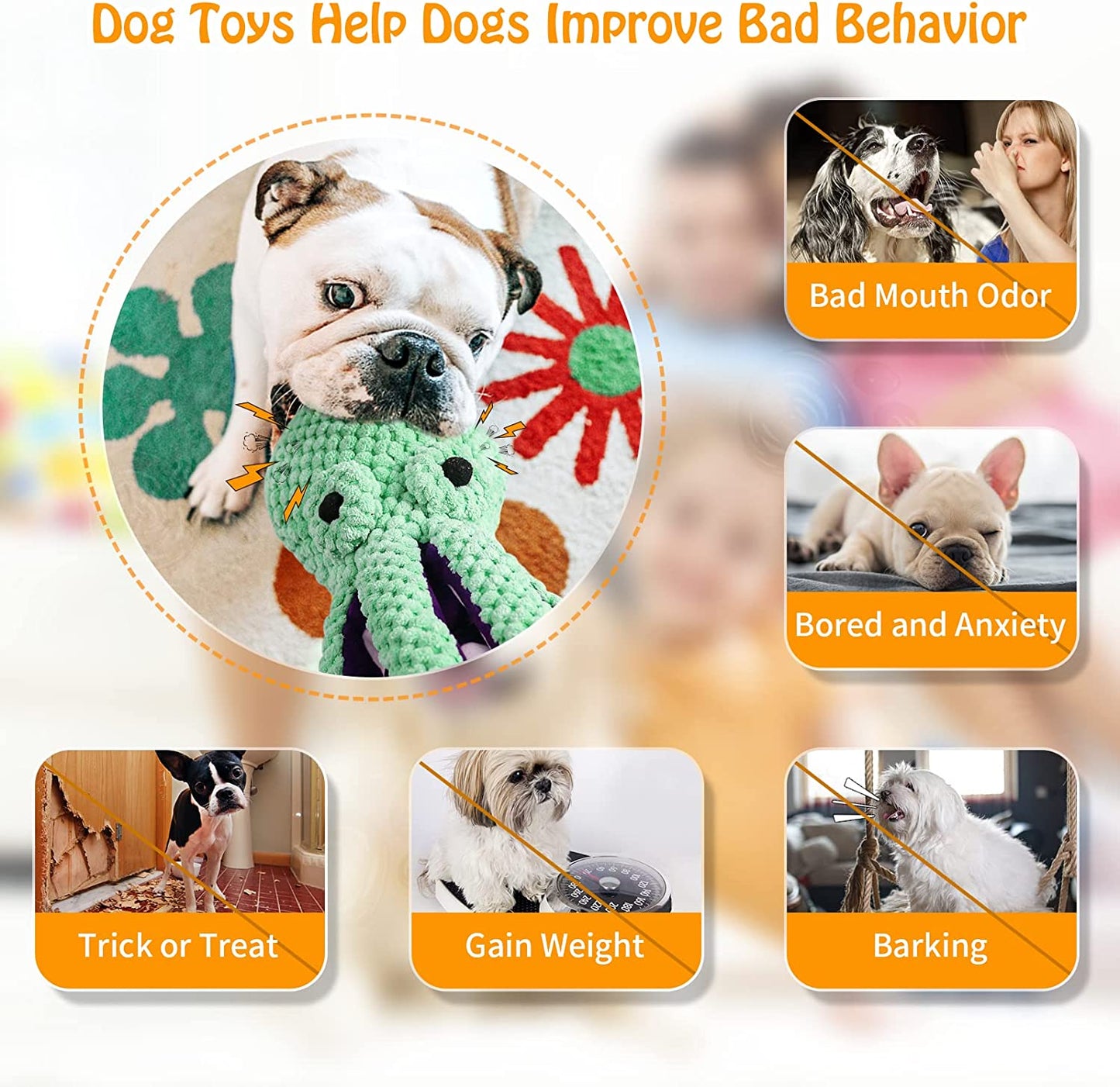 Exponential Pet Supplies - Squeaky Dog Stuffed Octopus Toy for Chewing Purpose and Boredom