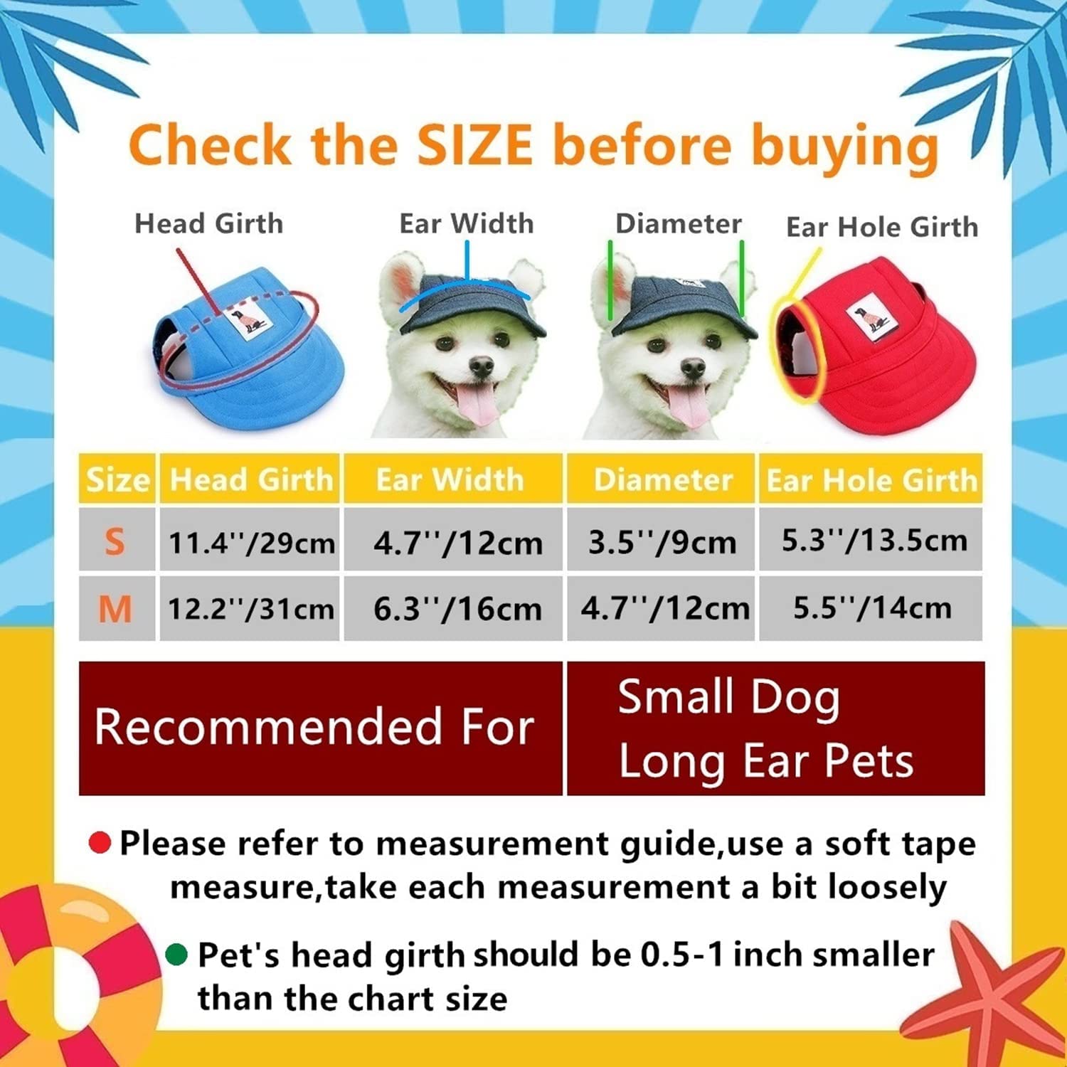 Exponential Pet Supplies - Dog Hat Baseball Cap Sun Hat with Ear Holes and  Pet Dog Sunglasses Goggles Heart Shape