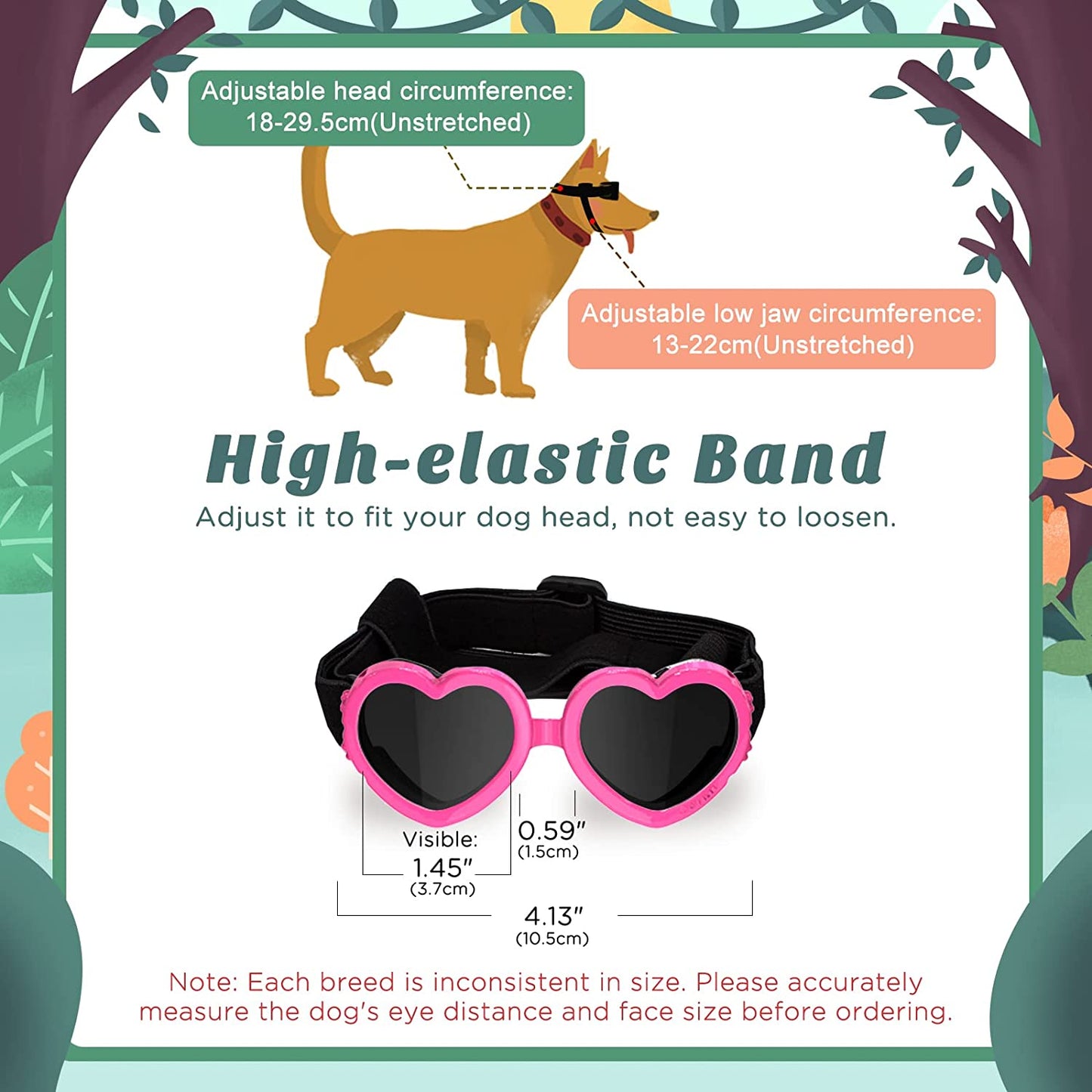 Exponential Pet Supplies - UV Protection Goggles Eye Wear Protection with Adjustable Strap Doggy Heart Shape Anti-Fog Sunglasses