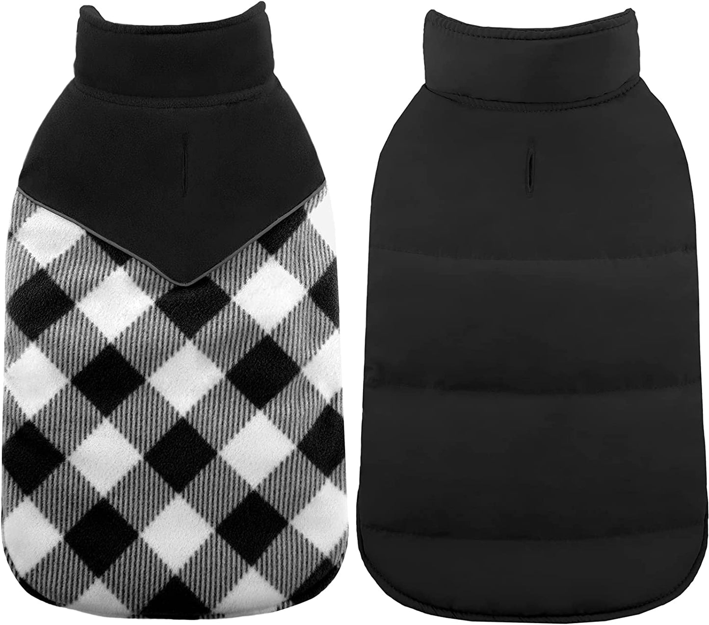 Exponential Pet Supplies - Reflective Cold Weather Dog Jacket, Reversible British Style Plaid Dog Coat Warm Cotton Thickened Vest Windproof Outdoor Apparel