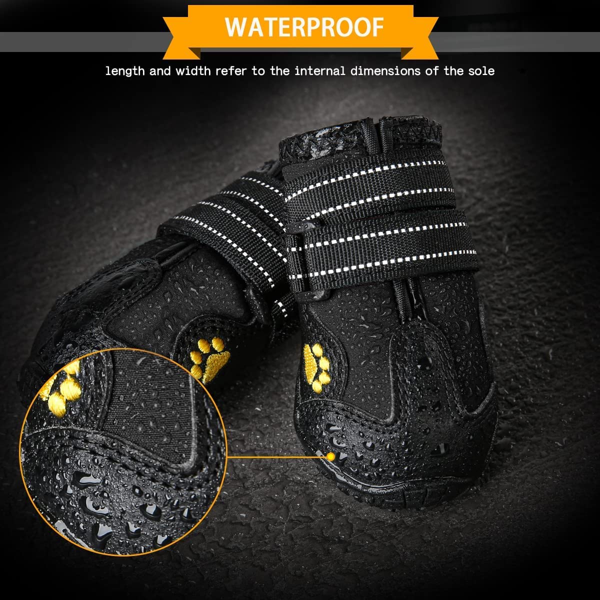 Exponential Pet Supplies - Waterproof Boots for Dogs, Dog Booties with Anti-Slip Sole Reflective Straps