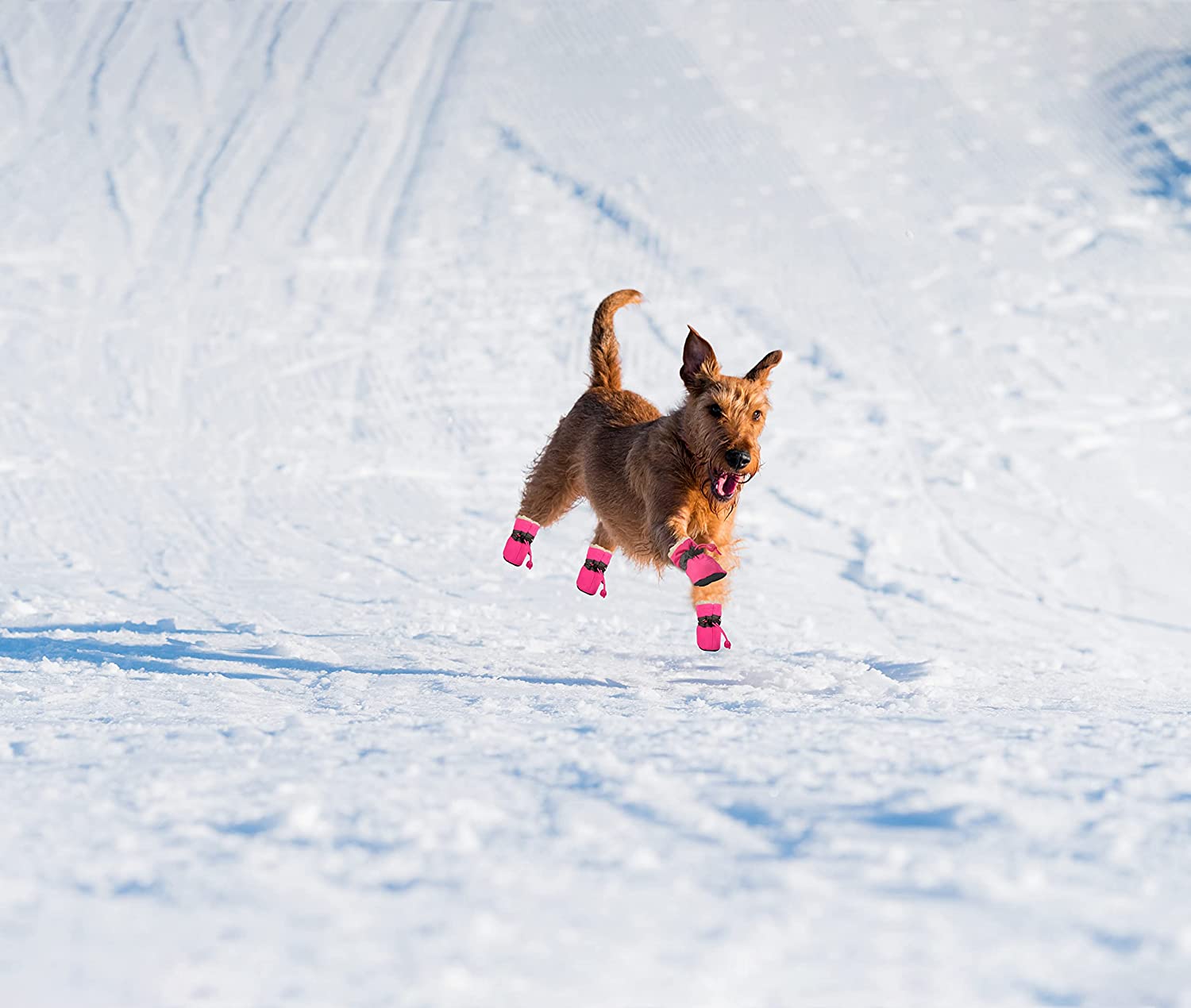 Exponential Pet Supplies - Dog Boots & Paw Protectors, Fleece Warm Snow Booties for Puppy with Reflective Strip Anti-Slip Rubber Sole
