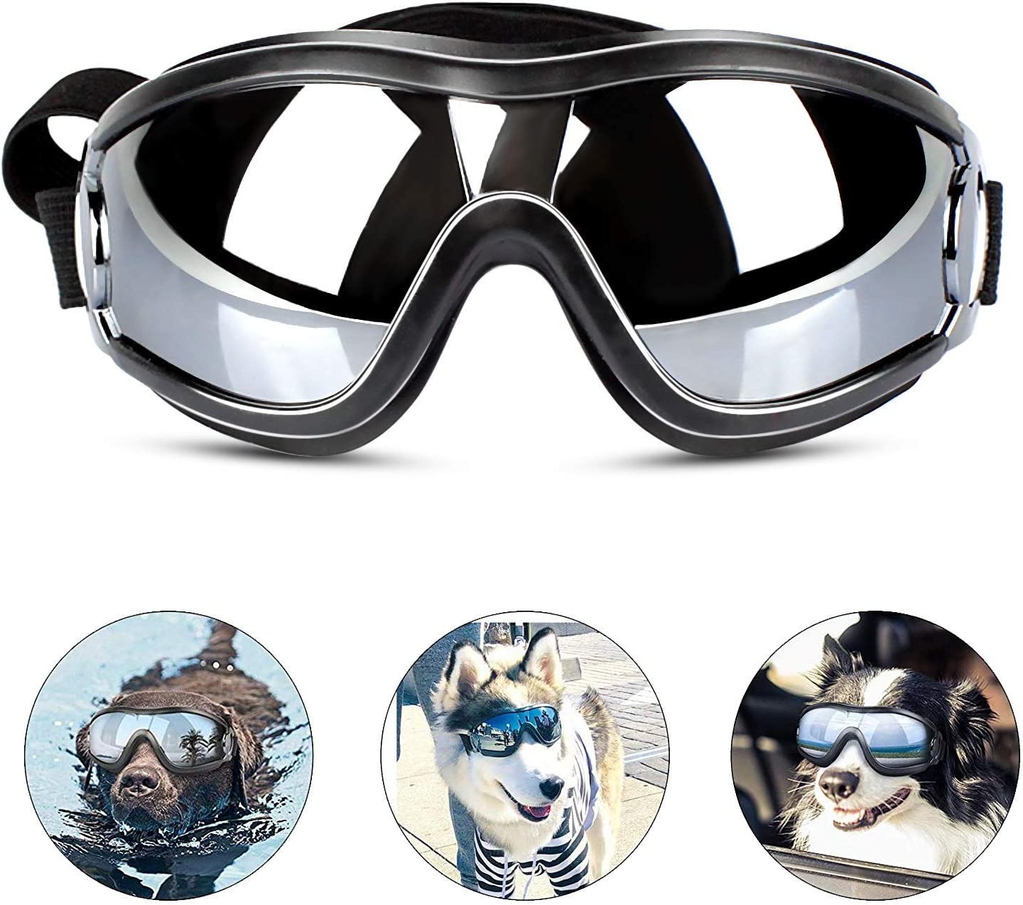 Exponential Pet Supplies - Dog Goggles Adjustable Strap for Travel Skiing and Anti-Fog