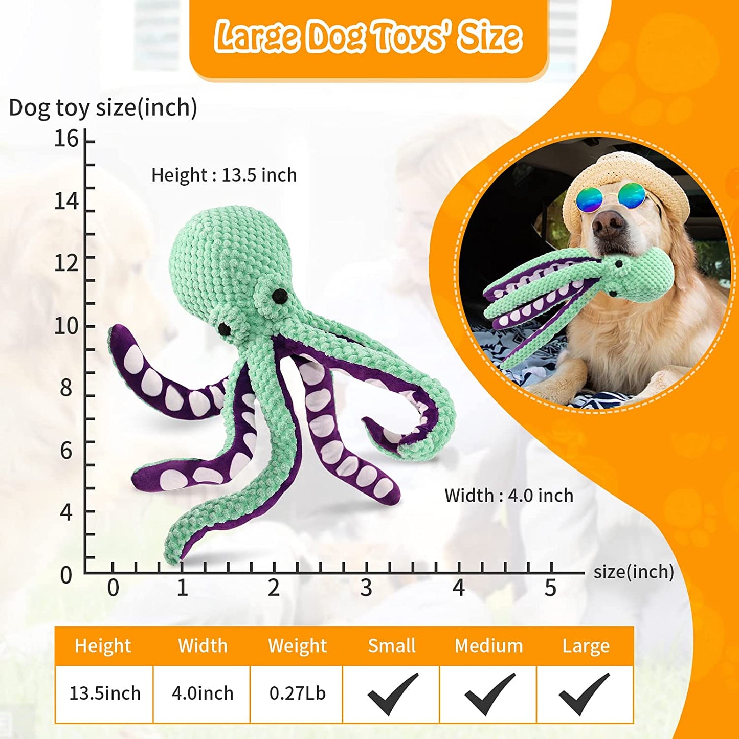 Exponential Pet Supplies - Squeaky Dog Stuffed Octopus Toy for Chewing Purpose and Boredom