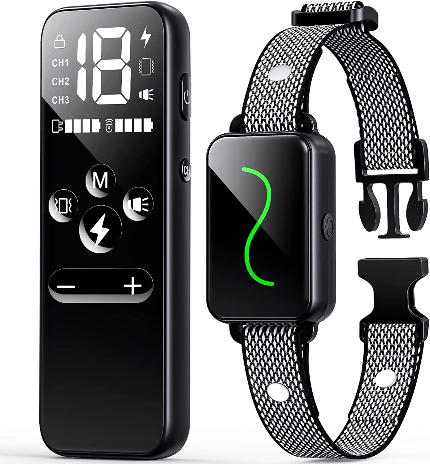 Exponential Pet Supplies - Rechargeable Shock Collar for Dogs with Vibration, Electric Shock, Beep, Security Lock, Remote and Waterproof