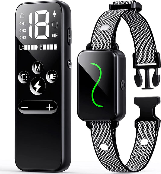 Exponential Pet Supplies - Rechargeable Shock Collar for Dogs with Vibration, Electric Shock, Beep, Security Lock, Remote and Waterproof