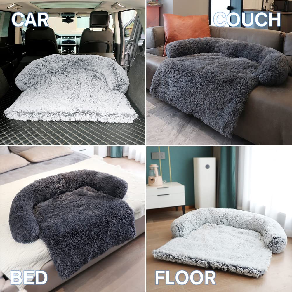 Exponential Pet Supplies - Dog Calming Fluffy Plush Dog Mat for Furniture Protector with Removable Washable Cover