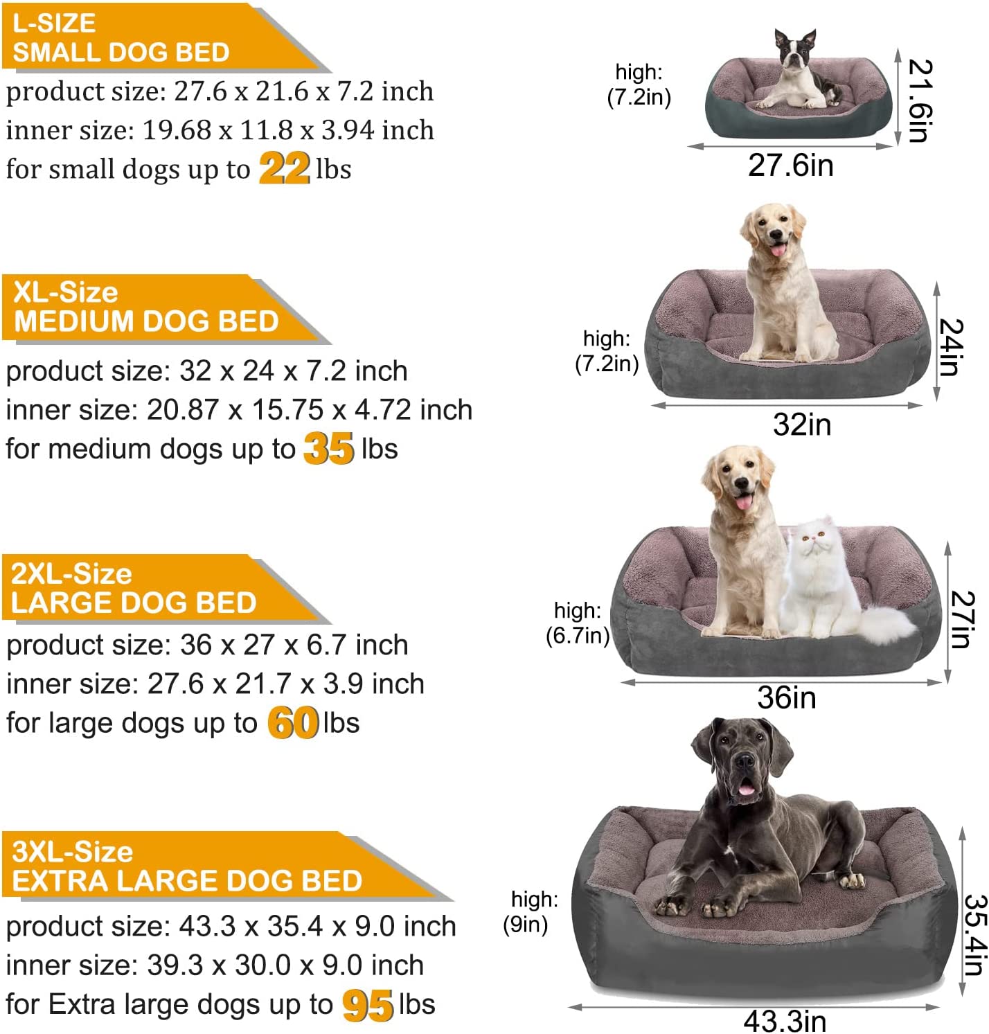 Exponential Pet Supplies - Chew Proof Dog Bed Couch Sofa, Breathable Dog Bed Couch for Small Medium Large Dogs Cat