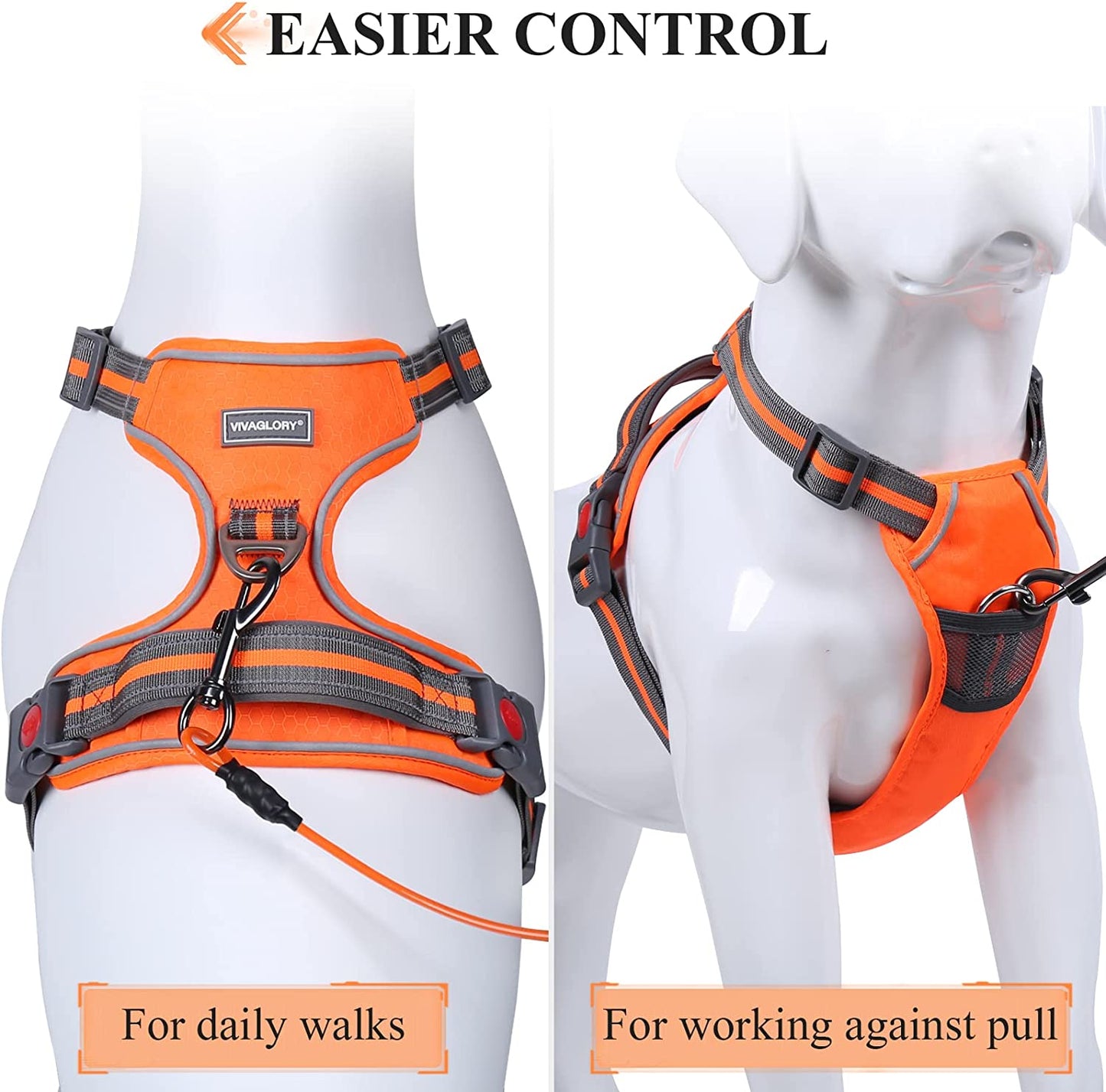 Exponential Pet Supplies - Pull Dog Harness, Soft Padded Easy Control Handle Dogs for Walking & Training, Escape Proof Reflective Pets Vest Harnesses with Front Hook
