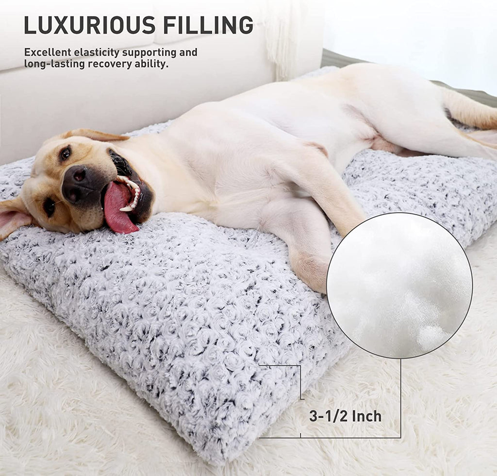 Exponential Pet Supplies - Anti-Slip Pet Sleeping Mat Washable , Dog Bed Deluxe Plush Dog Crate Beds Fluffy Comfy Kennel Pad