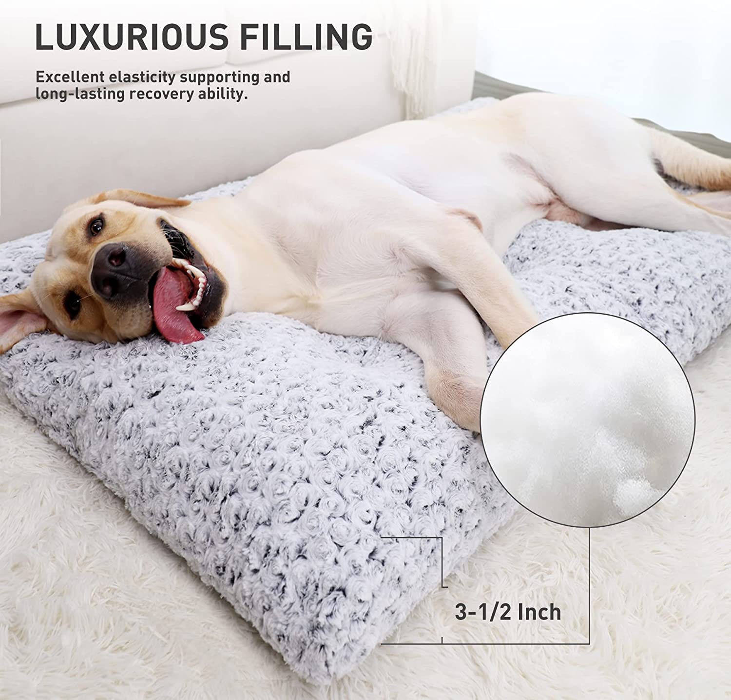 Exponential Pet Supplies - Anti-Slip Pet Sleeping Mat Washable , Dog Bed Deluxe Plush Dog Crate Beds Fluffy Comfy Kennel Pad