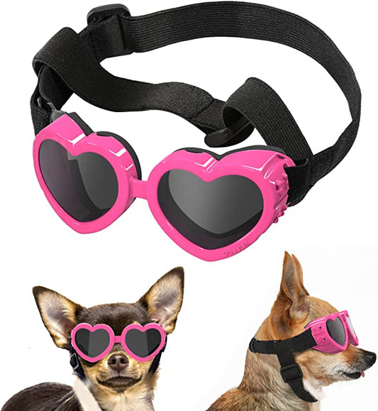 Exponential Pet Supplies - UV Protection Goggles Eye Wear Protection with Adjustable Strap Doggy Heart Shape Anti-Fog Sunglasses