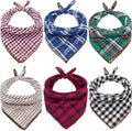 Exponential Pet Supplies - 6PCS Birthday Gift Washable Green Black Brown Blue Red Square Plaid Printing Dog Bib