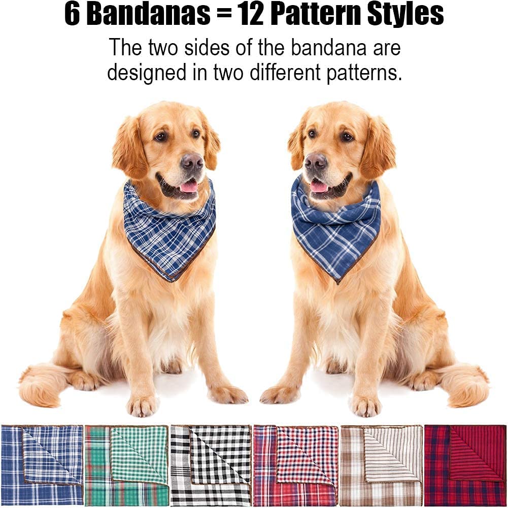 Exponential Pet Supplies - 6PCS Birthday Gift Washable Green Black Brown Blue Red Square Plaid Printing Dog Bib