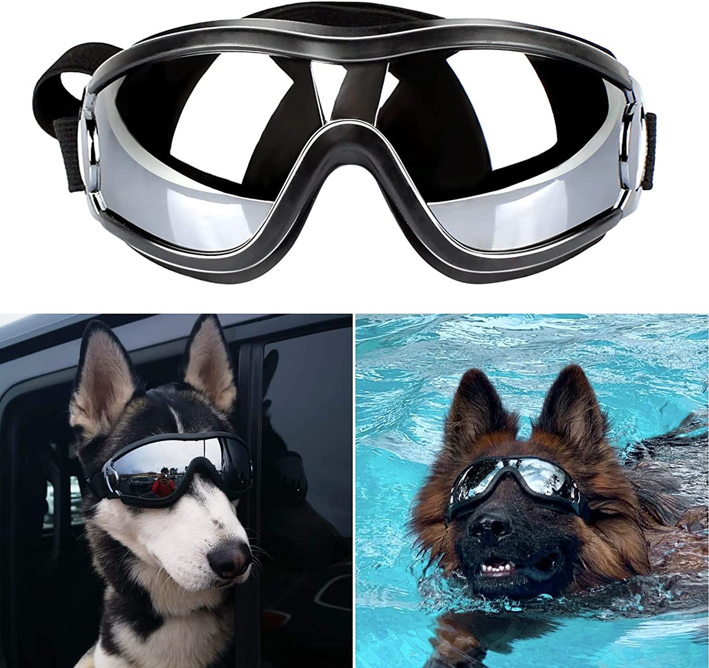 Exponential Pet Supplies - Dog Goggles Adjustable Strap for Travel Skiing and Anti-Fog