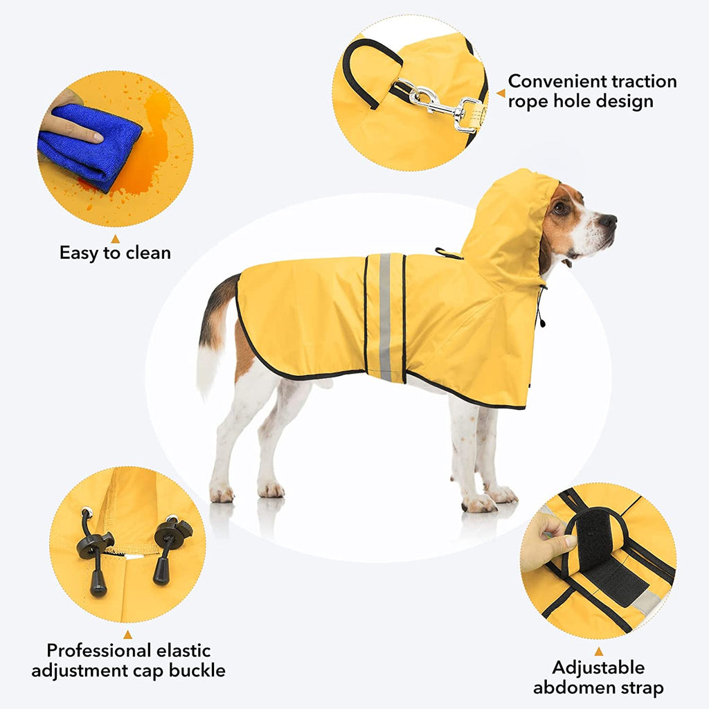Exponential Pet Supplies - Adjustable Raincoat for Dogs, Lightweight Hooded Dog Raincoats Poncho Slicker, Waterproof Rain Jacket